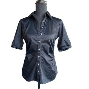 Eye Black Fitted Collared Button Down Blouse Women’s size 6